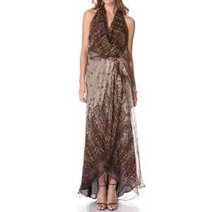 Haute Hippie Halter Cascade Ruffle gown EUC